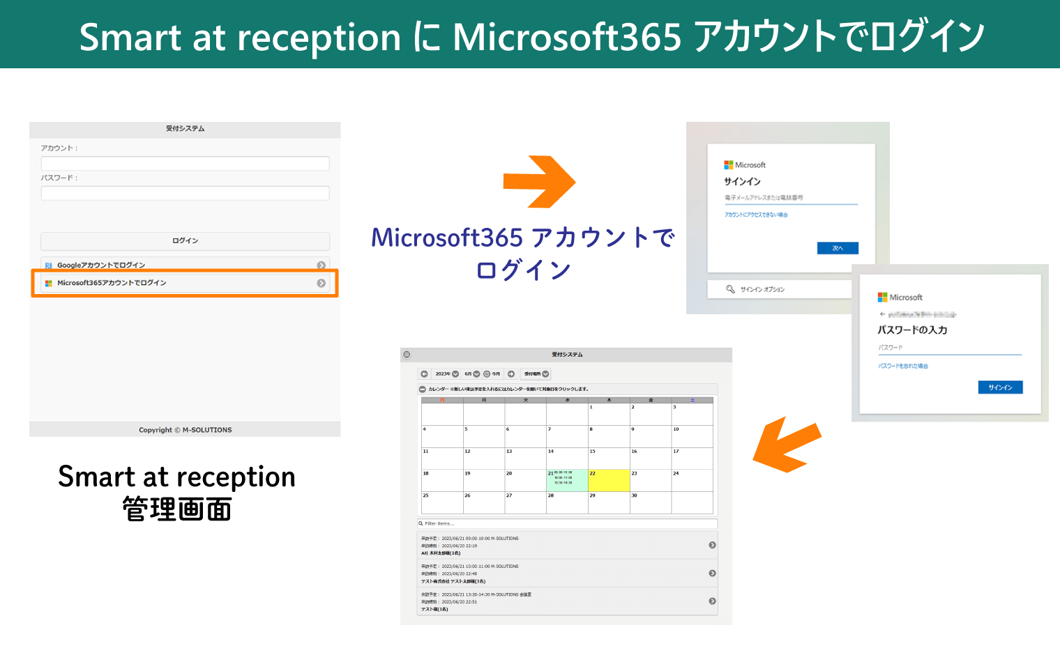 Smart at receptionの管理画面にMicrosoft365アカウントでログイン