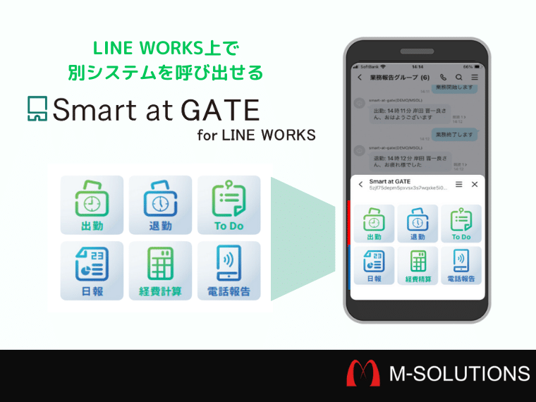 LINE WORKS上で別システムを呼び出せる「Smart at GATE」