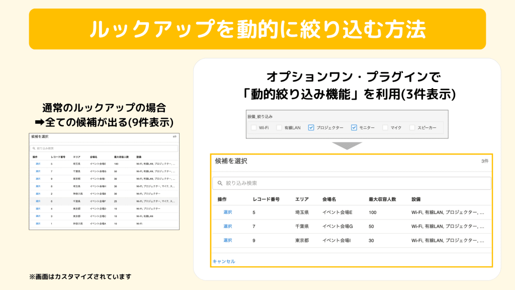 kintoneルックアップを動的に絞り込む方法